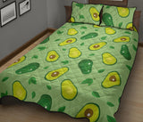 Avocado pattern green background Quilt Bed Set