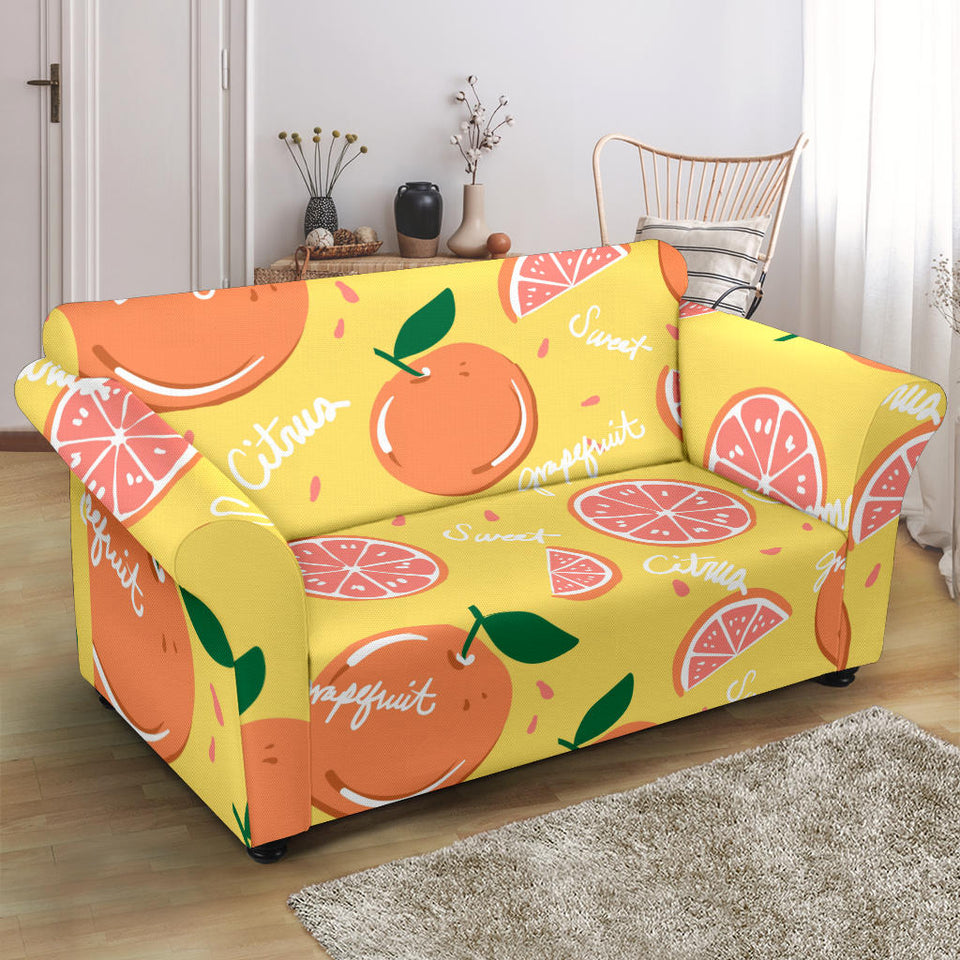 Grapefruit Yellow Background Loveseat Couch Slipcover