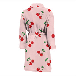 Cherry Pattern Pink Background Men'S Bathrobe