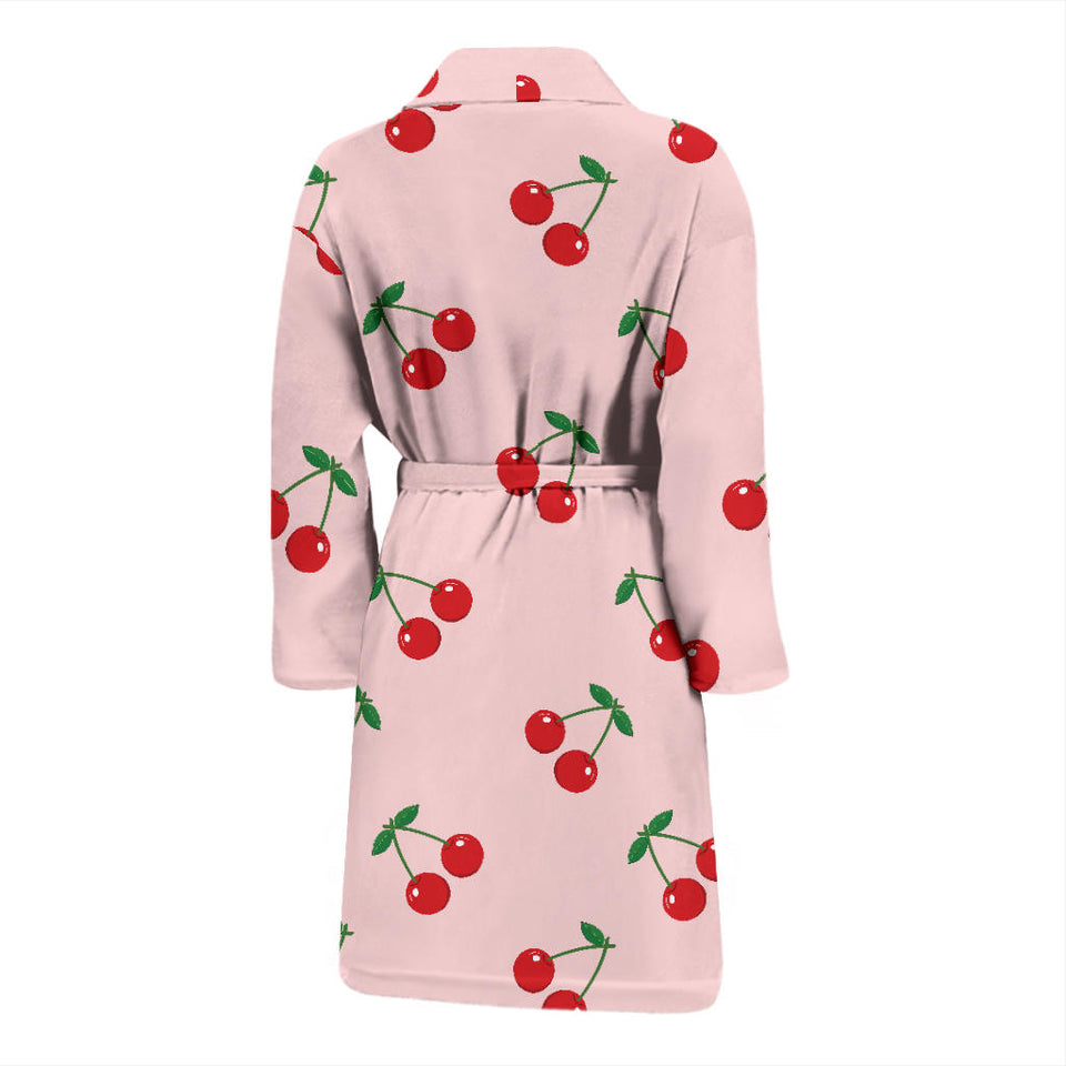 Cherry Pattern Pink Background Men'S Bathrobe