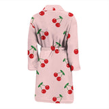 Cherry Pattern Pink Background Men'S Bathrobe
