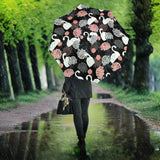 White Swan Blooming Flower Pattern Umbrella