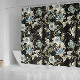 Japanese Crane Ornament Elements Shower Curtain Fulfilled In US