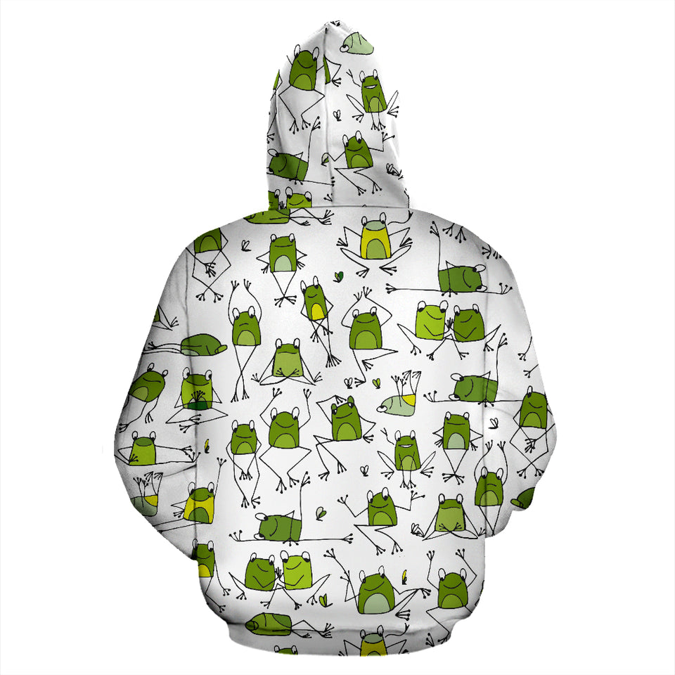 Sketch Funny Frog Pattern Zip Up Hoodie