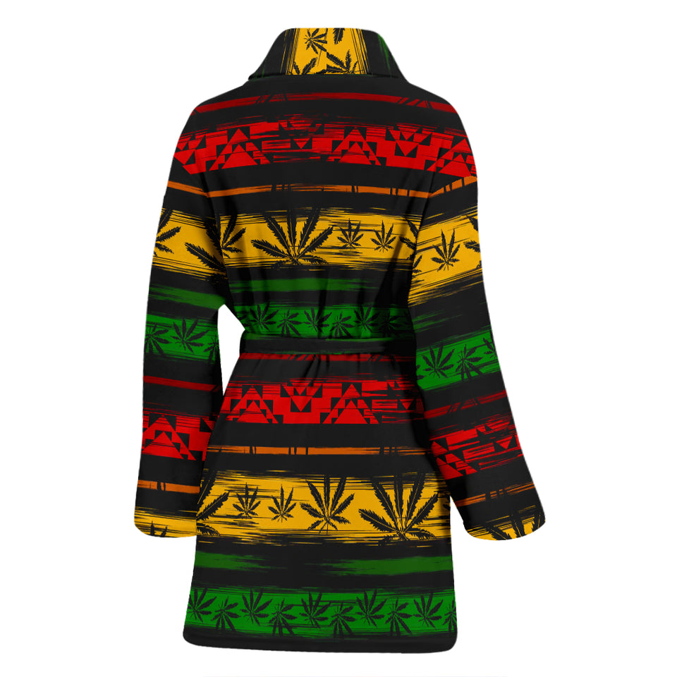 Canabis Marijuana Weed Pattern Print Design 04 Women's Bathrobe
