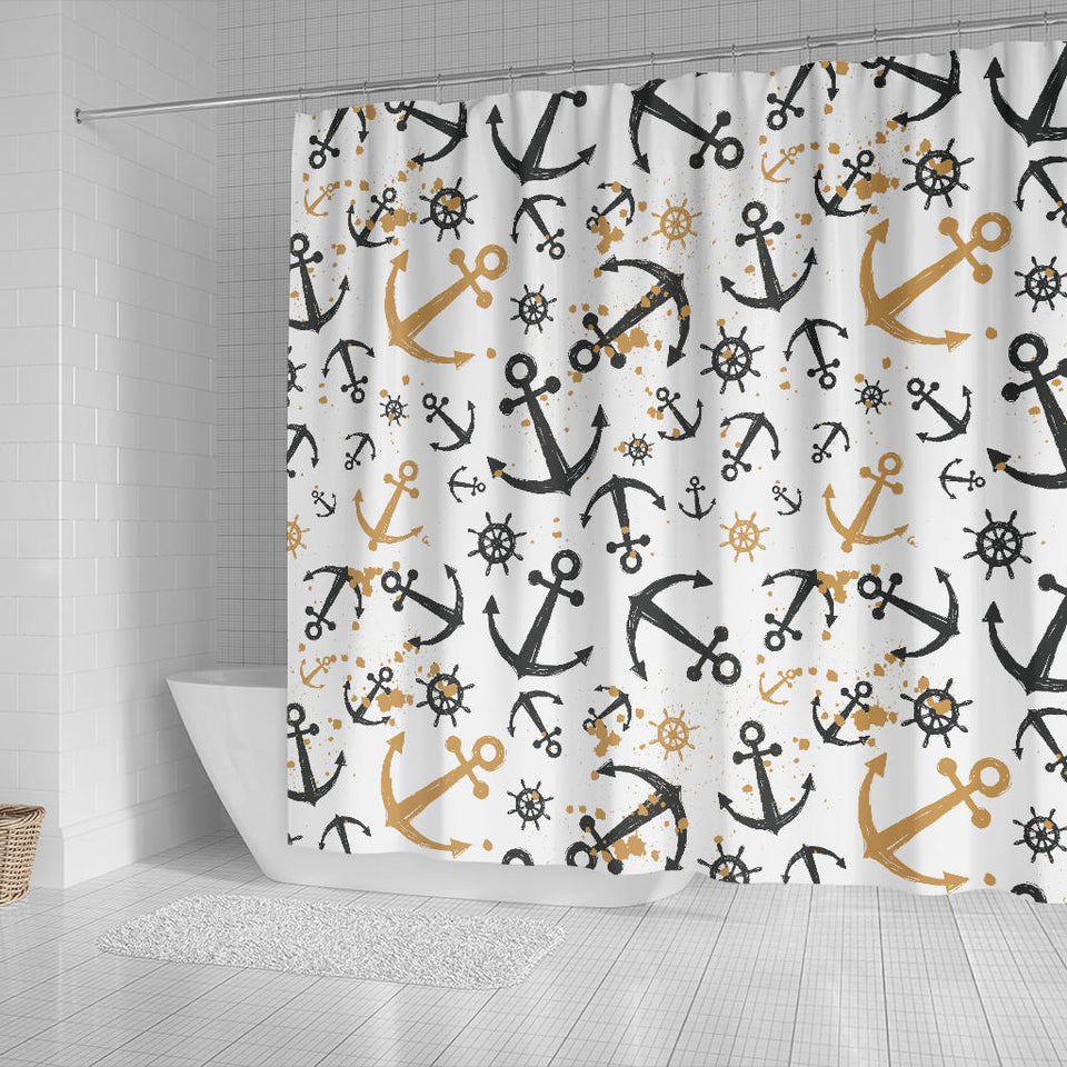 Anchors Rudders Pattern Shower Curtain Fulfilled In US