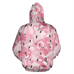Pink Flamingos Pattern Background Men Women Pullover Hoodie