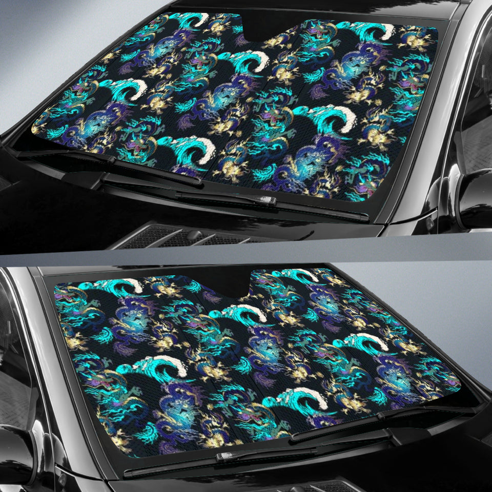 Dragon Sea Wave Pattern Car Sun Shade