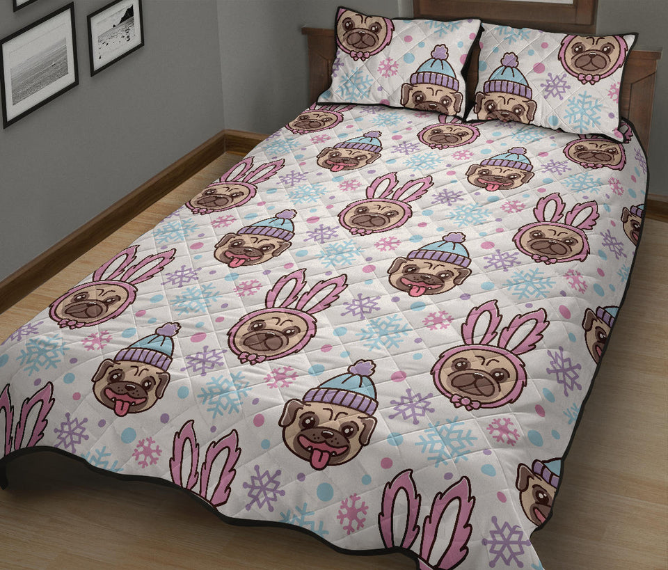 Cute pug hat rabbit costume pattern Quilt Bed Set