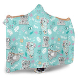 Cute Koalas Blue Background Pattern Hooded Blanket