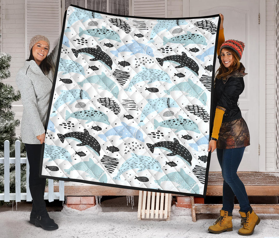 Cute Dolphins Childish Style Pattern Premium Quilt