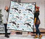 Cute Dolphins Childish Style Pattern Premium Quilt