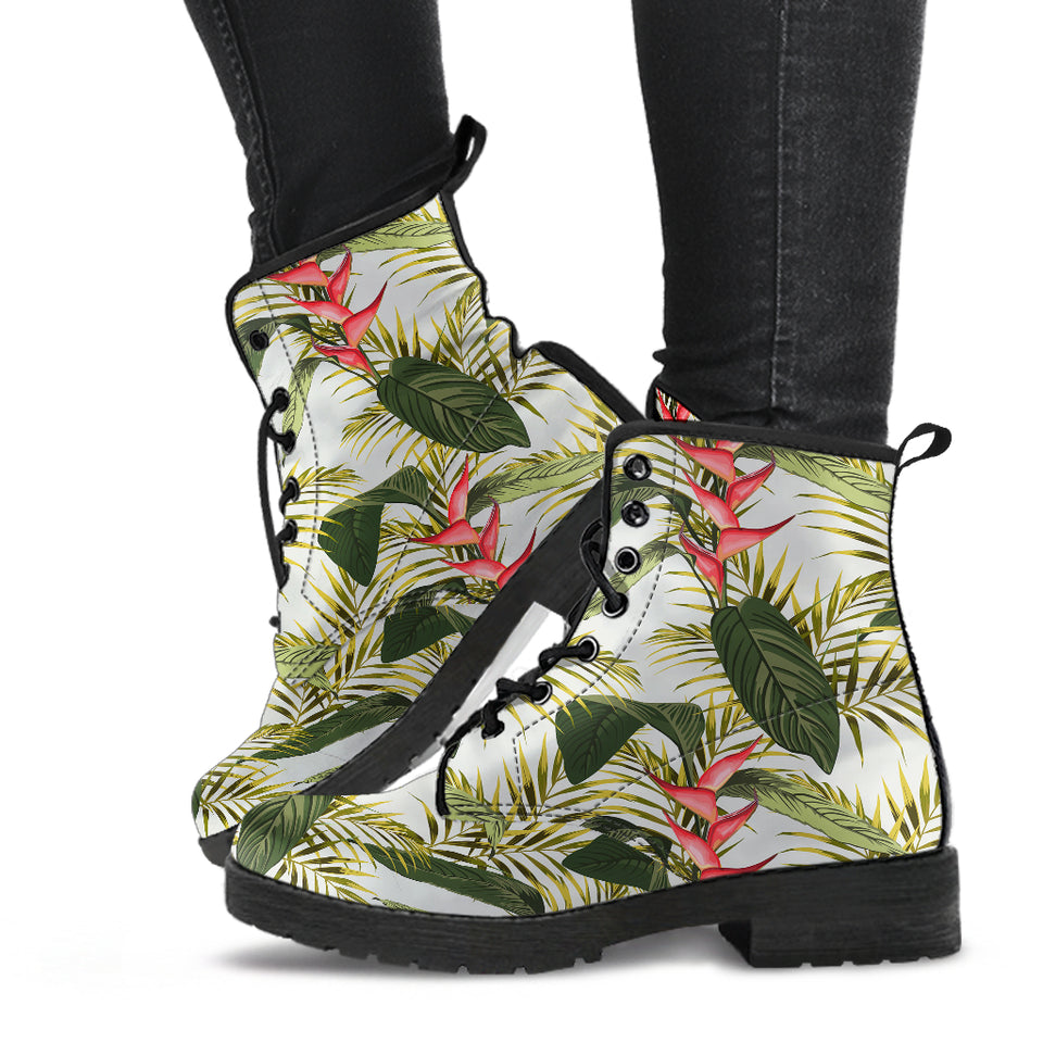 Heliconia Pattern Leather Boots