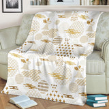 Beautiful Gold Japanese Pattern Premium Blanket