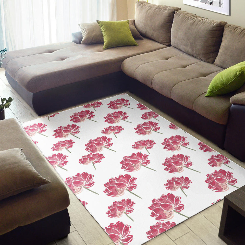 Pink Lotus Waterlily Pattern Area Rug