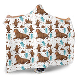 Sea Lion Seals Jellyfish Pattern Hooded Blanket