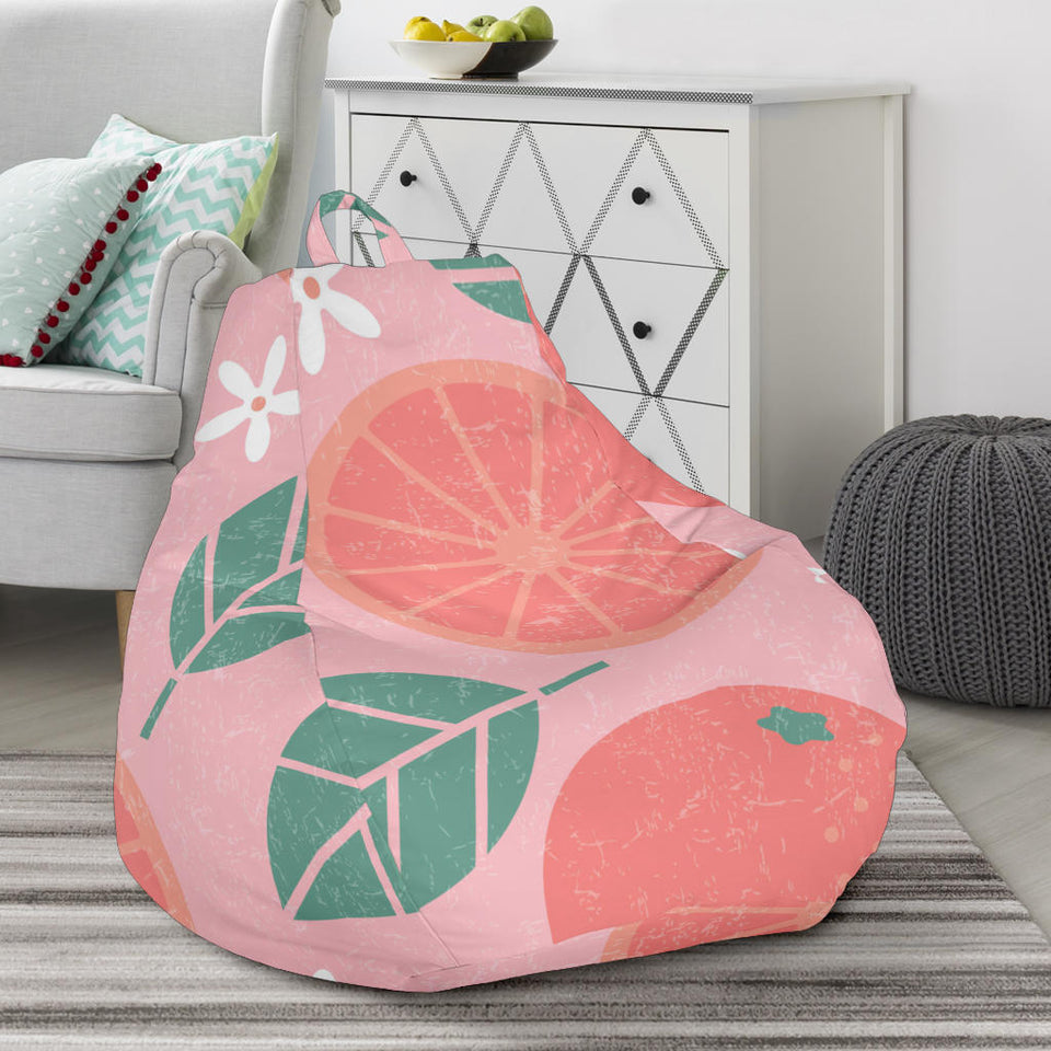 Grapefruit Leaves Flower Pink Background Bean Bag Cover