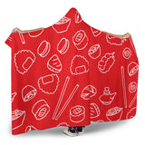 Sushi Pattern Red Background Hooded Blanket