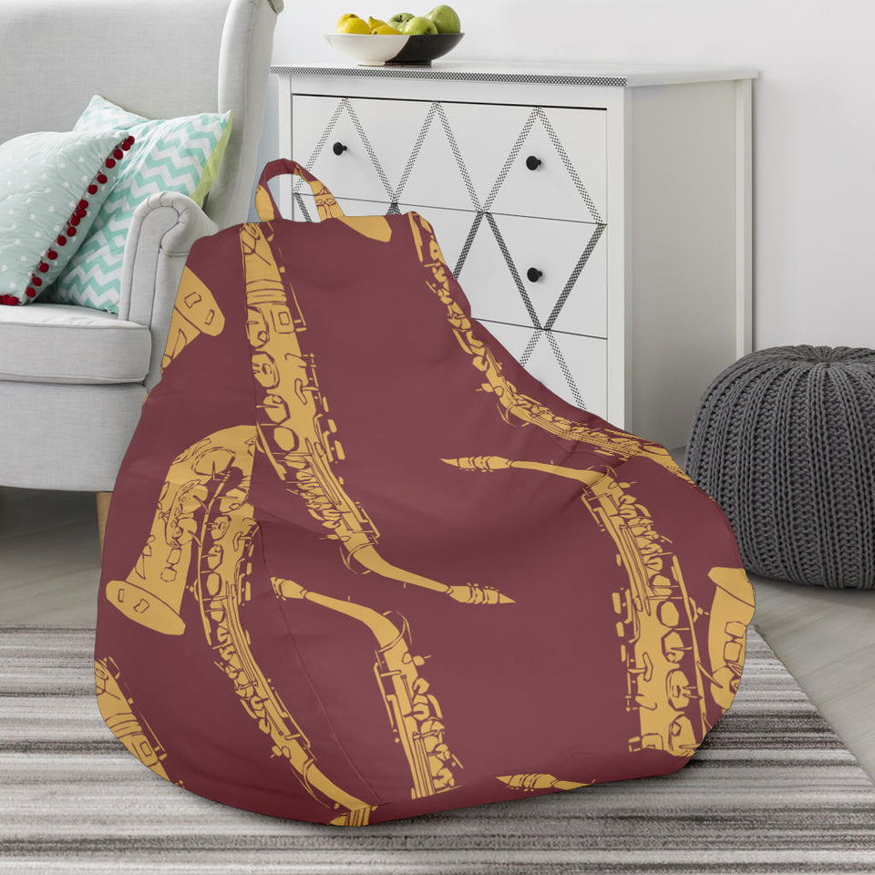 Hand Drawn Gold Saxophone Red Background  Bean Bag Cover