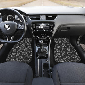 Garlic Pattern Black Background Front Car Mats