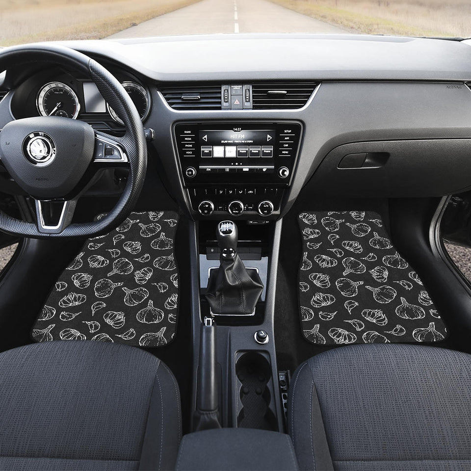 Garlic Pattern Black Background Front Car Mats