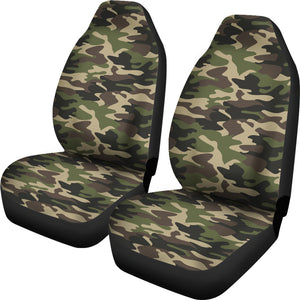 Dark Green Camo Camouflage Pattern  Universal Fit Car Seat Covers