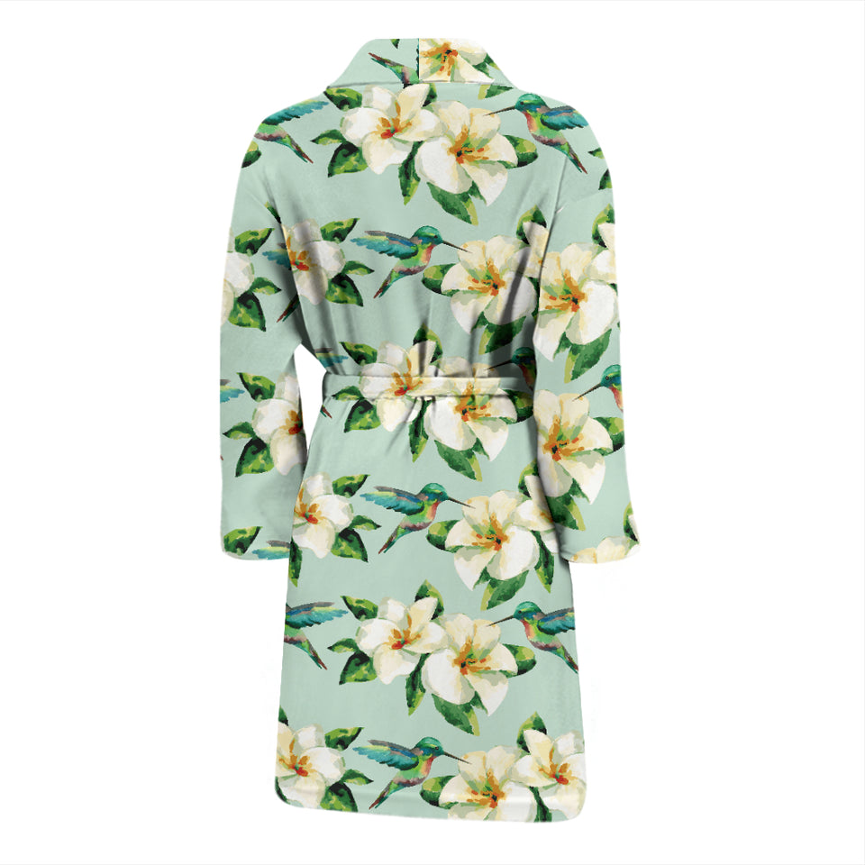 Hummingbird Pattern Print Design 01 Men's Bathrobe