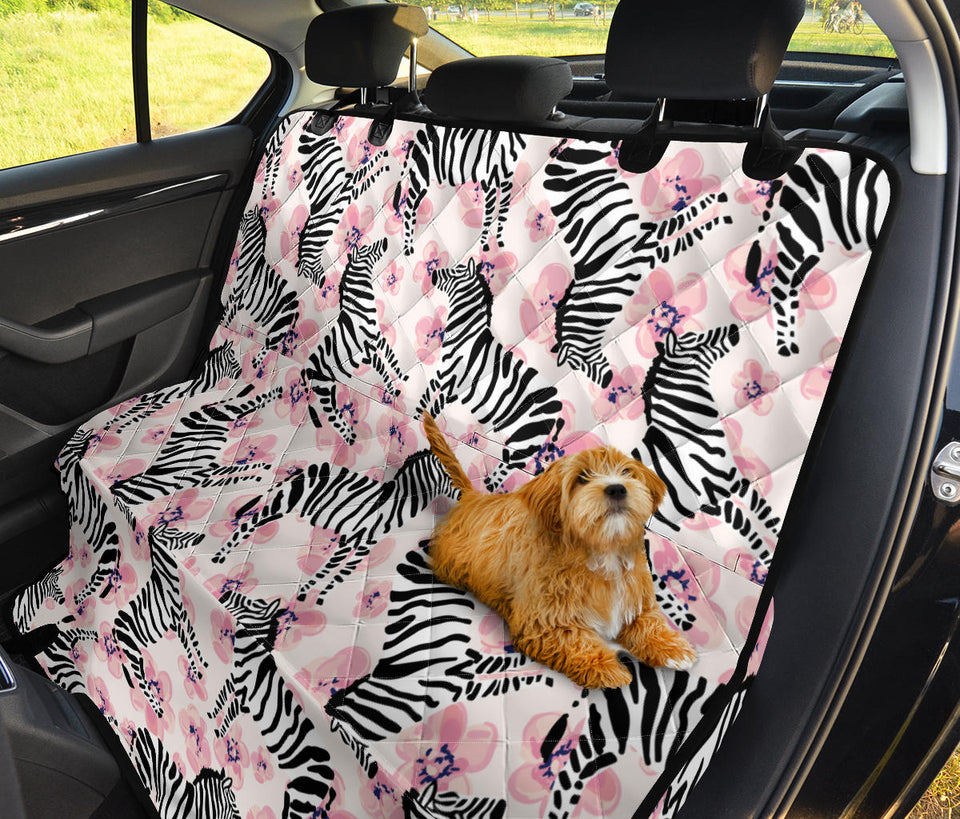 Zebra Pink Flower Background Dog Car Seat Covers