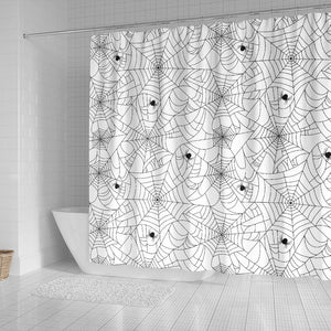 Spider Web Cobweb Pattern White Background Shower Curtain Fulfilled In US