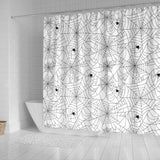 Spider Web Cobweb Pattern White Background Shower Curtain Fulfilled In US