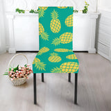 Pineapples Pattern Green Background Dining Chair Slipcover