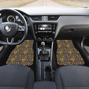 Music Notes Pattern Print Design 05 Front and Back Car Mats