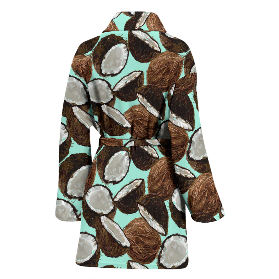 Coconut Pattern Print Design 03 Women's Bathrobe