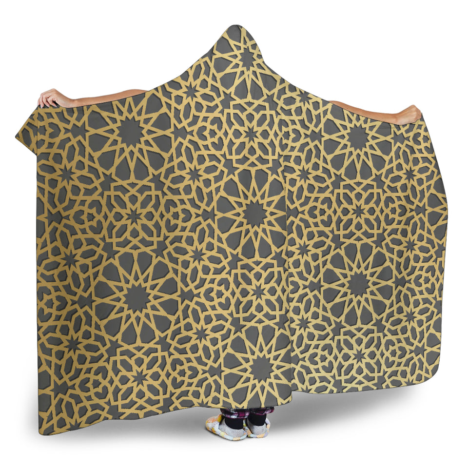 Arabic Star Gold Pattern Hooded Blanket