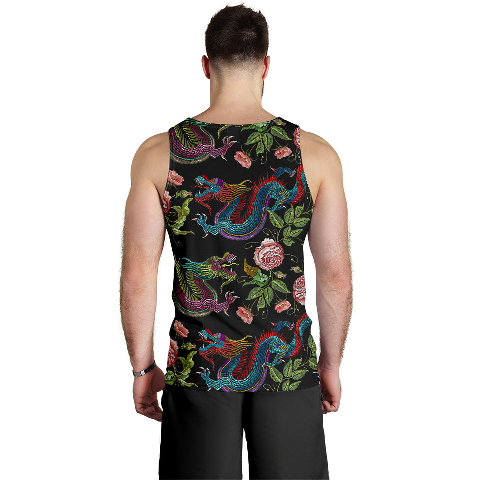 Dragons flower pattern Men Tank Top