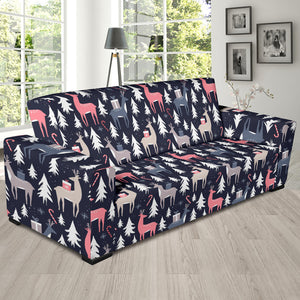 Deers Winter Christmas Pattern Sofa Slipcover