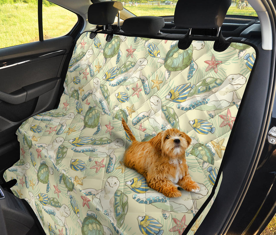 Hand Drawn Sea Turtle Fish Pattern Dog Car Seat Covers