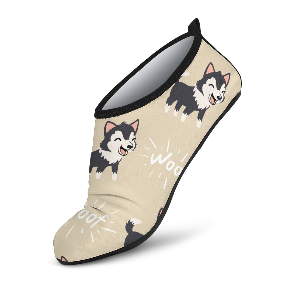 Cute Siberian Husky Aqua Shoes