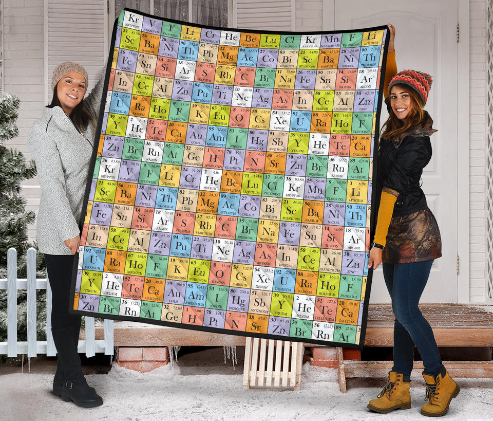 Chemistry Periodic Table Pattern Print Design 01 Premium Quilt
