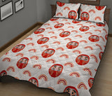 Daruma japanese wooden doll design pattern Quilt Bed Set