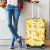 Saxophone Cornet Pattern Yellow Background Cabin Suitcases Luggages