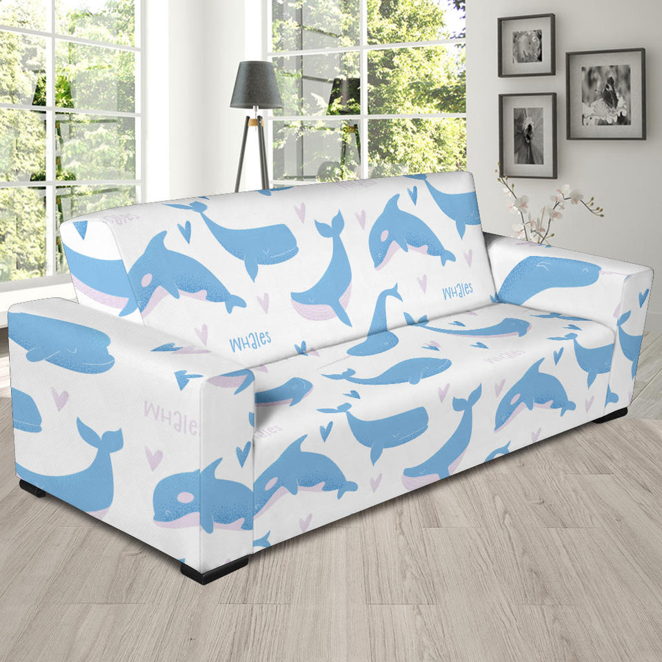 Blue Whale Pattern Sofa Slipcover