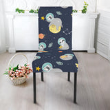 Cute Sloth Astronaut Star Planet Rocket Pattern Dining Chair Slipcover