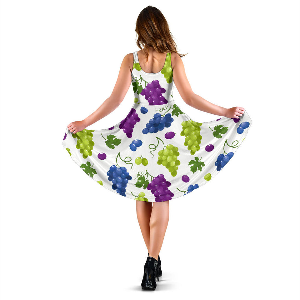 Grape Pattern Sleeveless Midi Dress