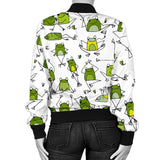 Sketch Funny Frog Pattern Women'S Bomber Jacket