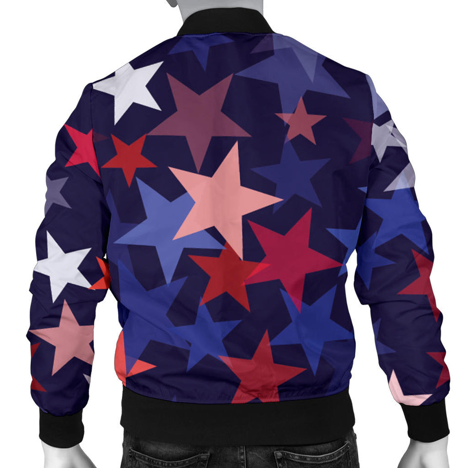 Red Blue Star Pattern Men'S Bomber Jacket