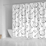 Garlic Pattern Black White Shower Curtain Fulfilled In US