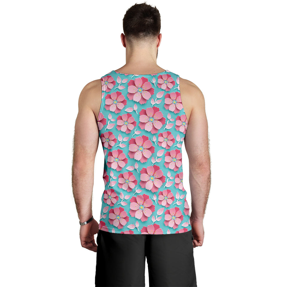 3D sakura cherry blossom pattern Men Tank Top