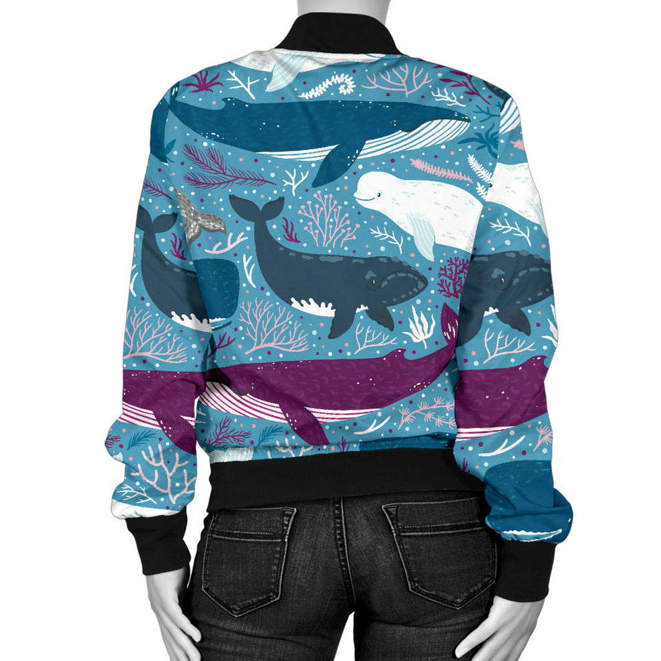 Whale Design Pattern Women'S Bomber Jacket