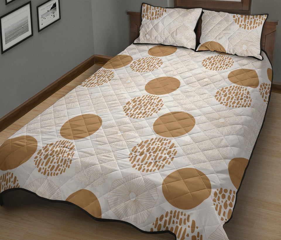 Gold Texture mushroom pattern Quilt Bed Set